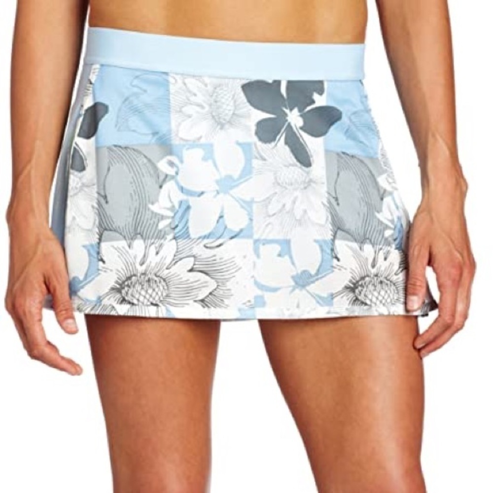 Brooks Floral D’Lite Mesh Flower Check Skort Mini Skirt Small